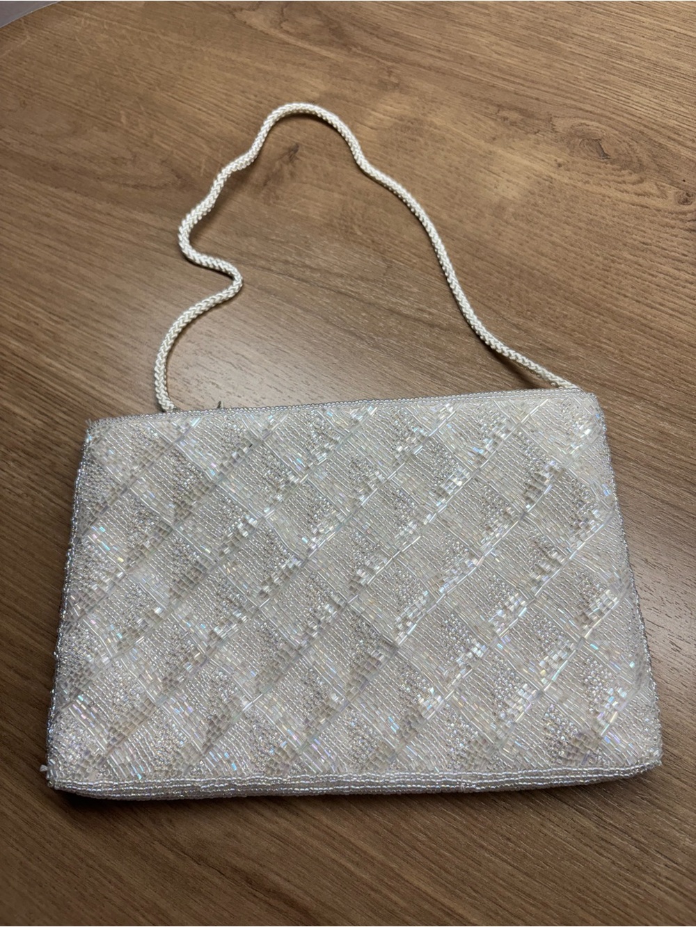 Valerie Stevens Ivory Beaded Evening Wristlet